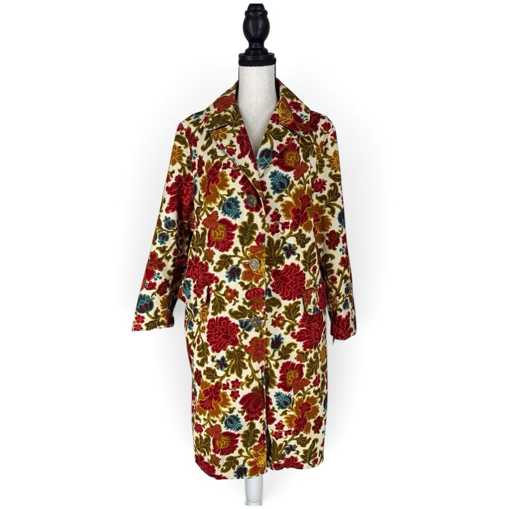 Vintage Rich Floral Tapestry Carpet Coat 50’s 60’s